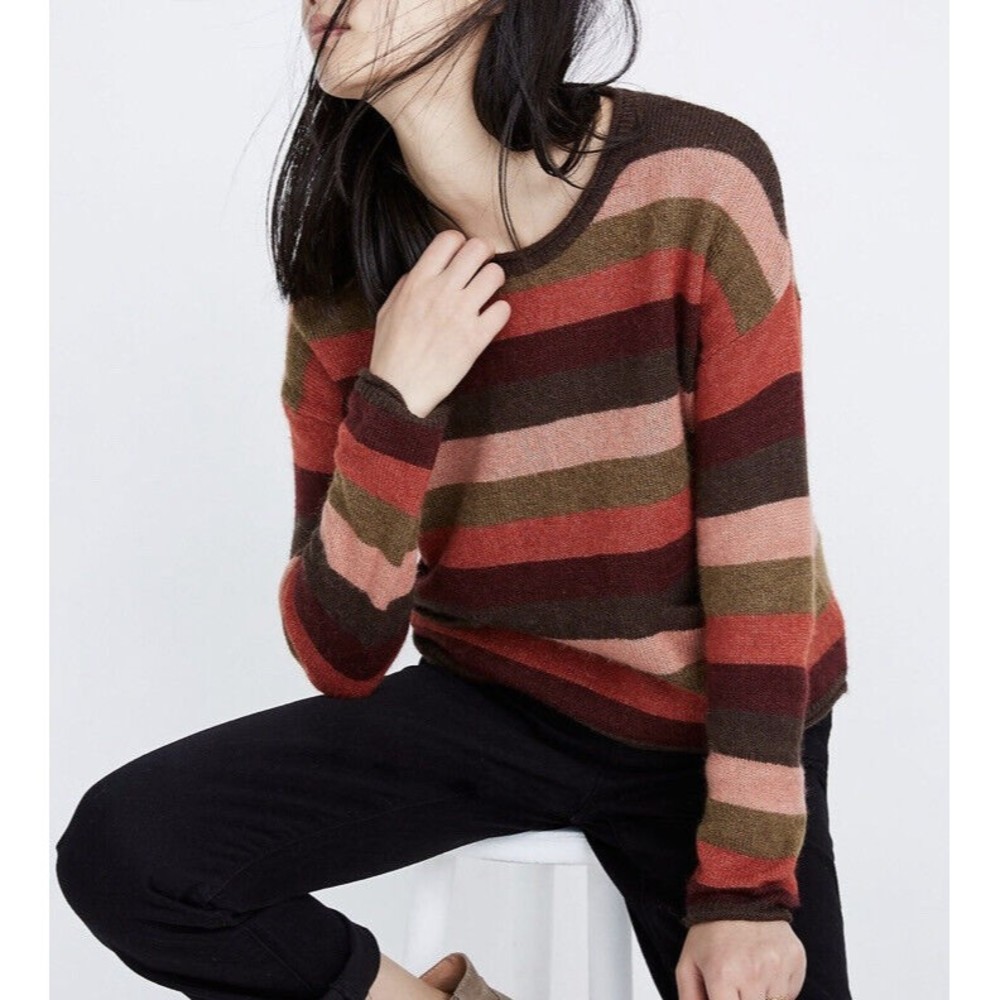 Madewell Womens Medium Chelsea Pocket Pullover Sweater In Multi Stripe